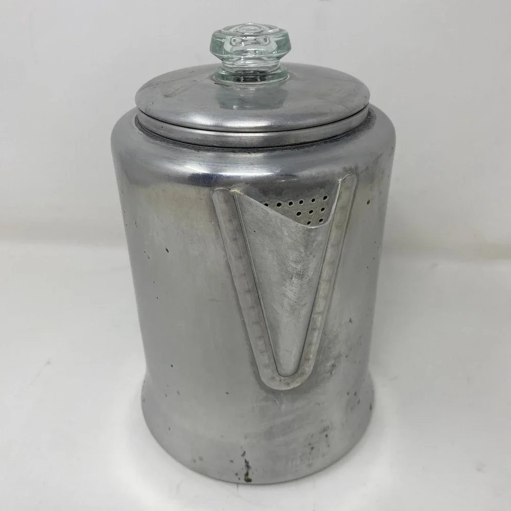 Mirro Percolator Silver Aluminum Vintage Stovetop Coffee Pot M-0809
